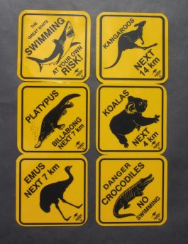 Australian Animals Plastic Australian Road Sign Coasters – Set of 6