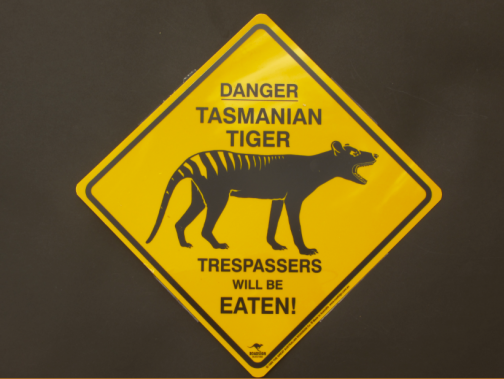 Danger Tasmanian Tiger Roadsign