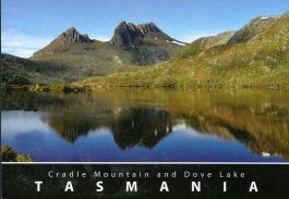 Cradle Mountain and Dove Lake with Reflection Tasmania Postcard