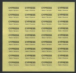 Cypress Made in Tasmania Timber Stickers – Sheet of 36